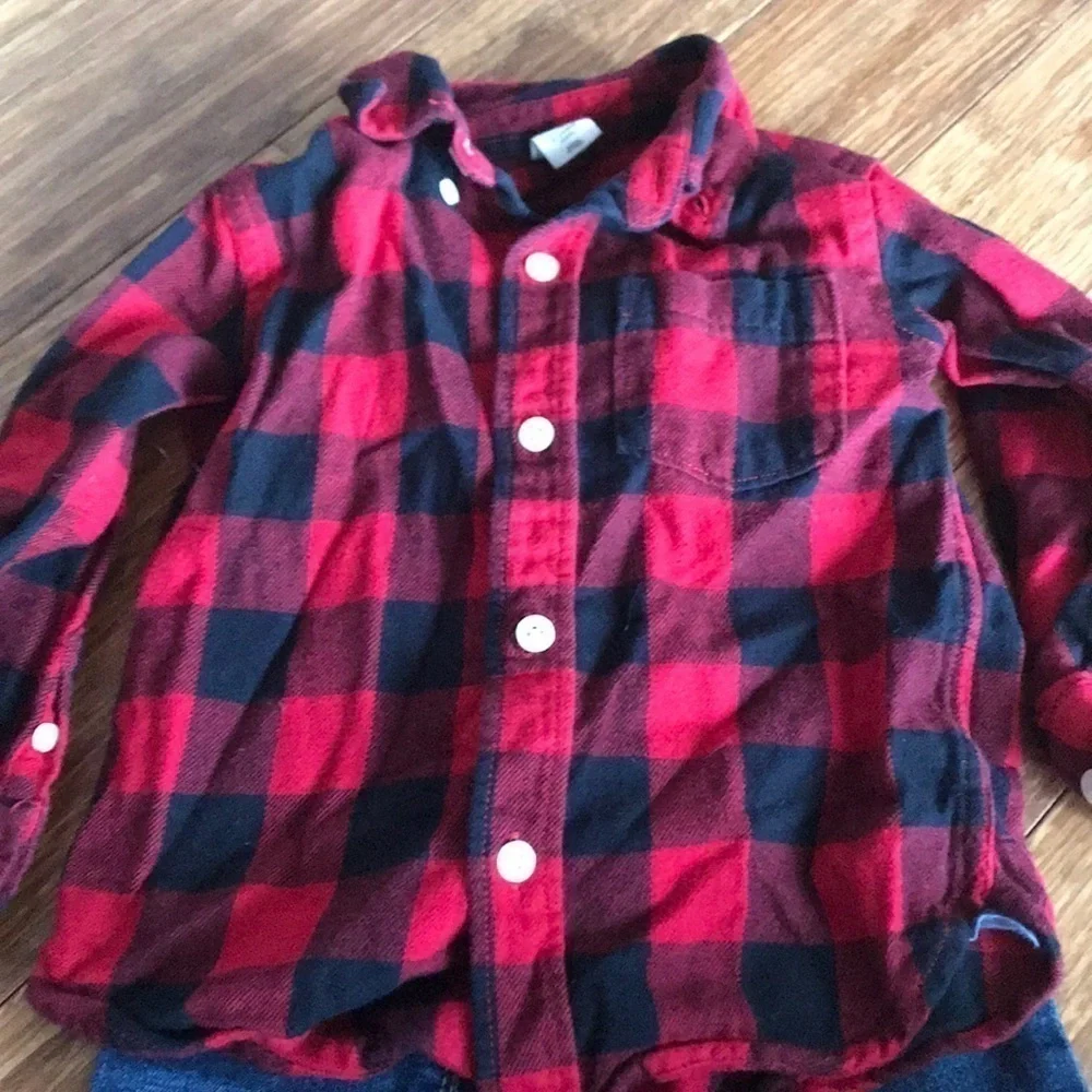 Gap Buffalo Check Flannel and Old Navy Jeans Set